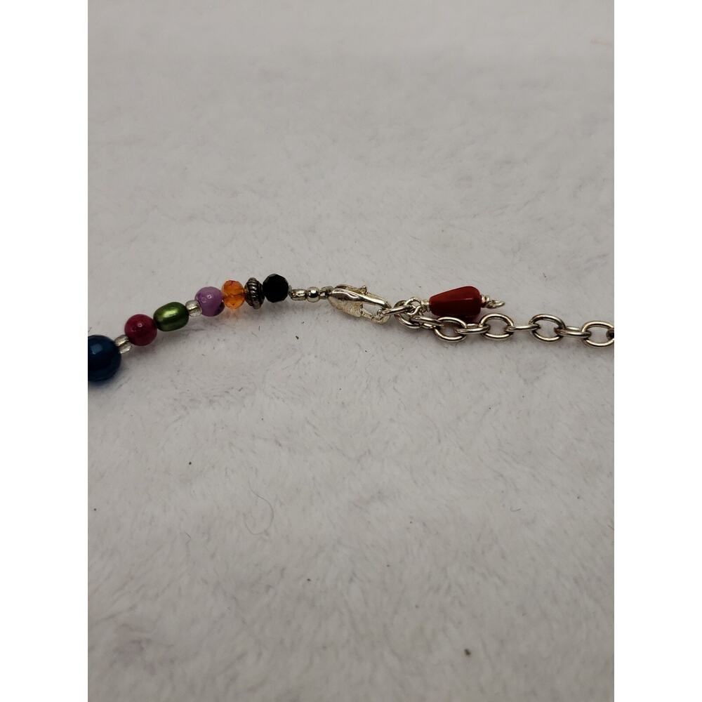 18 Inch Multicolor Stone Shell Glass 4 Strand Necklace - Picture 4 of 5